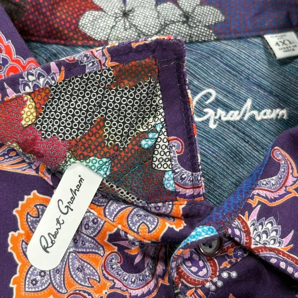Robert Graham Casino Royale Shirt Mens 4XL Purple Paisley Ornamental Medallion